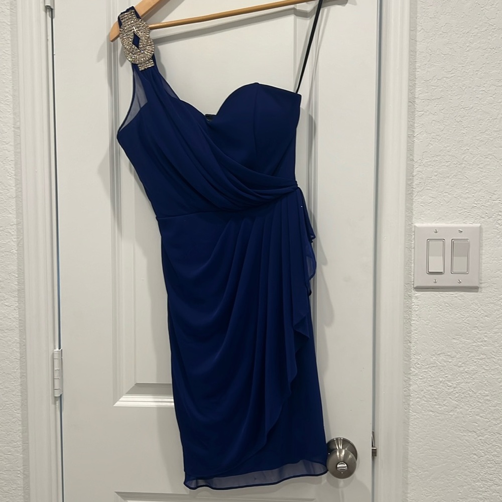 Brand: Xscape - Purple/Blue Formal, One Shoulder Dress